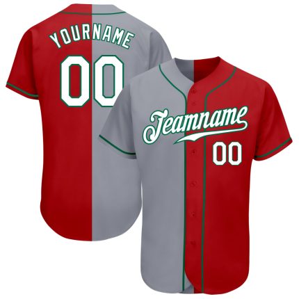 Personalized Red White-Gray Authentic Split Fashion Baseball Jersey Team Custom Name and Number