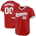 Personalized Red White-Gray Authentic Throwback Baseball Jersey Team Custom Name and Number
