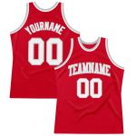 Personalized Red White-Gray Authentic Throwback Basketball Jersey