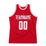 Personalized Red White-Gray Authentic Throwback Basketball Jersey Team Custom Name and Number