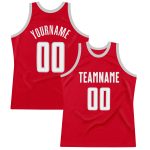 Personalized Red White-Gray Authentic Throwback Basketball Jersey Team Custom Name and Number