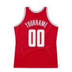 Personalized Red White-Gray Authentic Throwback Basketball Jersey Team Custom Name and Number