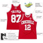 Personalized Red White-Gray Authentic Throwback Basketball Jersey