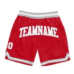 Personalized Red White-Gray Authentic Throwback Basketball Shorts