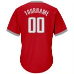 Personalized Red White-Gray Authentic Throwback Rib-Knit Baseball Jersey Shirt Team Custom Name and Number