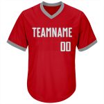 Personalized Red White-Gray Authentic Throwback Rib-Knit Baseball Jersey Shirt Team Custom Name and Number