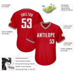 Personalized Red White-Gray Authentic Throwback Rib-Knit Baseball Jersey Shirt Team Custom Name and Number