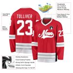 Personalized Red White-Gray Hockey Jersey