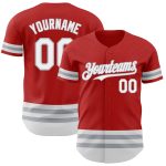 Personalized Red White-Gray Line Authentic Baseball Jersey Team Custom Name and Number