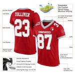 Personalized Red White-Gray Mesh Authentic Football Jersey