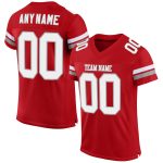 Personalized Red White-Gray Mesh Authentic Football Jersey Team Custom Name and Number