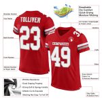 Personalized Red White-Gray Mesh Authentic Football Jersey Team Custom Name and Number