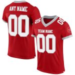 Personalized Red White-Gray Mesh Authentic Football Jersey