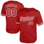 Personalized Red White-Gray Mesh Authentic Throwback Baseball Jersey