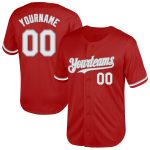 Personalized Red White-Gray Mesh Authentic Throwback Baseball Jersey Team Custom Name and Number
