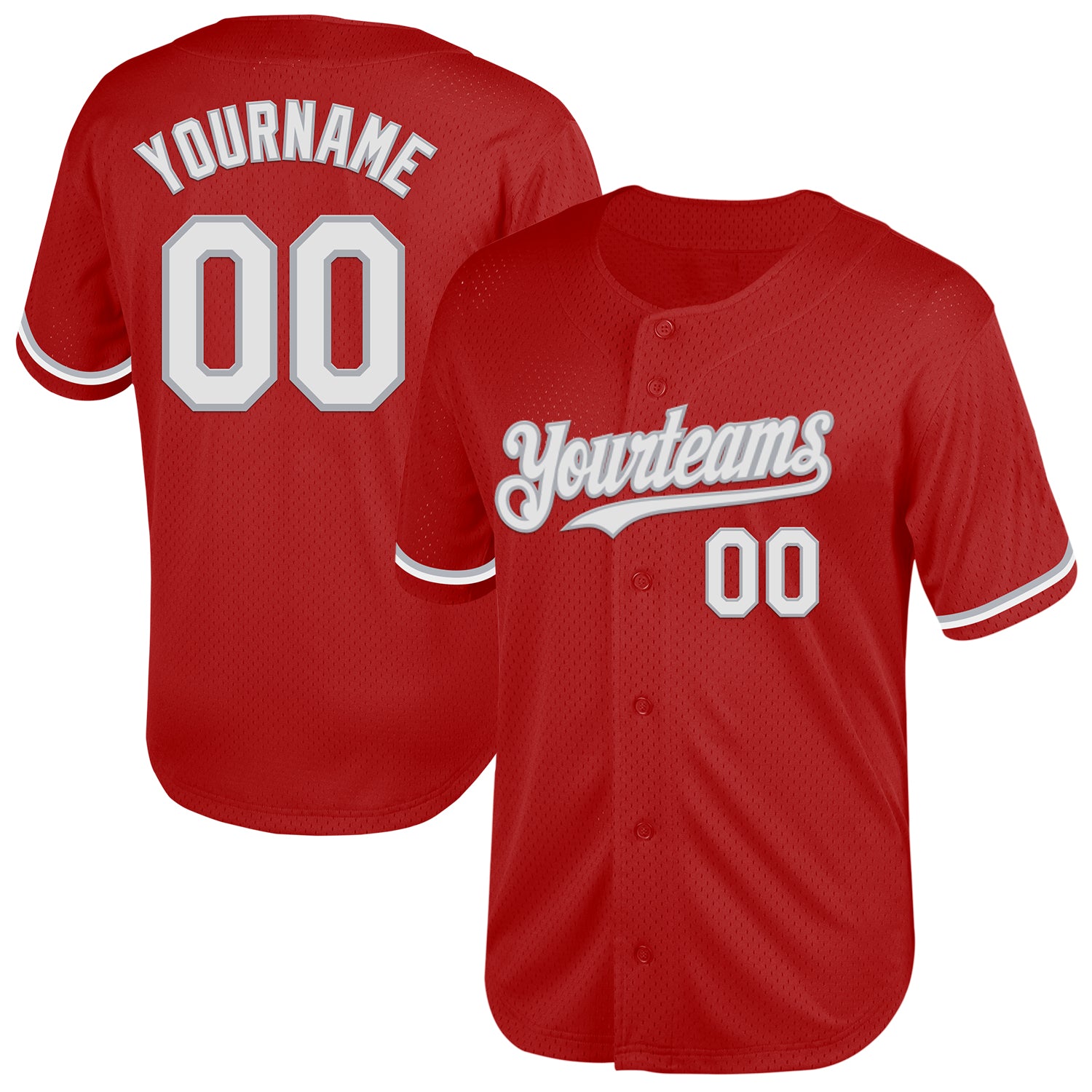 Personalized Red White-Gray Mesh Authentic Throwback Baseball Jersey Team Custom Name and Number