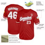Personalized Red White-Gray Mesh Authentic Throwback Baseball Jersey Team Custom Name and Number