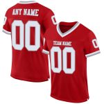 Personalized Red White-Gray Mesh Authentic Throwback Football Jersey Team Custom Name and Number