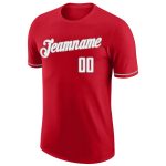 Personalized Red White-Gray Performance T-Shirt Team Custom Name and Number