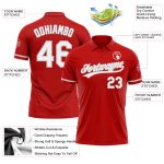 Personalized Red White-Gray Performance Vapor Golf Polo Shirt Team Custom Name and Number