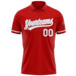 Personalized Red White-Gray Performance Vapor Golf Polo Shirt Team Custom Name and Number