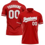 Personalized Red White-Gray Performance Vapor Golf Polo Shirt Team Custom Name and Number