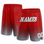 Personalized Red White-Gray Pinstripe Fade Fashion Authentic Basketball Shorts Team Custom Name and Number