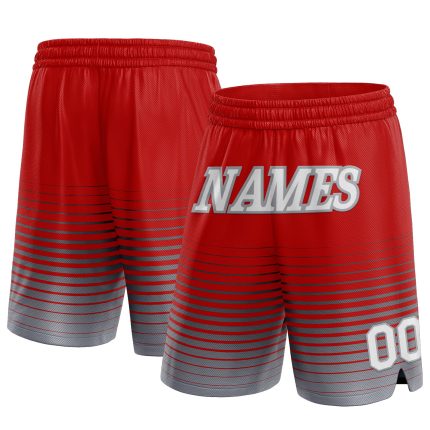 Personalized Red White-Gray Pinstripe Fade Fashion Authentic Basketball Shorts Team Custom Name and Number