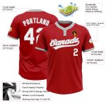 Personalized Red White-Gray Two-Button Unisex Softball Jersey Team Custom Name and Number