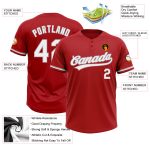 Personalized Red White-Gray Two-Button Unisex Softball Jersey