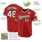 Personalized Red White-Green Authentic Throwback Baseball Jersey Team Custom Name and Number