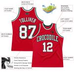 Personalized Red White-Green Authentic Throwback Basketball Jersey Team Custom Name and Number