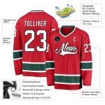 Personalized Red White-Green Hockey Jersey