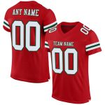 Personalized Red White-Green Mesh Authentic Football Jersey Team Custom Name and Number