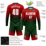 Personalized Red White-Green Sublimation Long Sleeve Fade Fashion Soccer Uniform Jersey Team Custom Name and Number