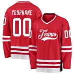 Personalized Red White Hockey Jersey Team Custom Name and Number