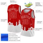 Personalized Red White Holiday Travel Monuments Silhouette Authentic City Edition Basketball Jersey Team Custom Name and Number