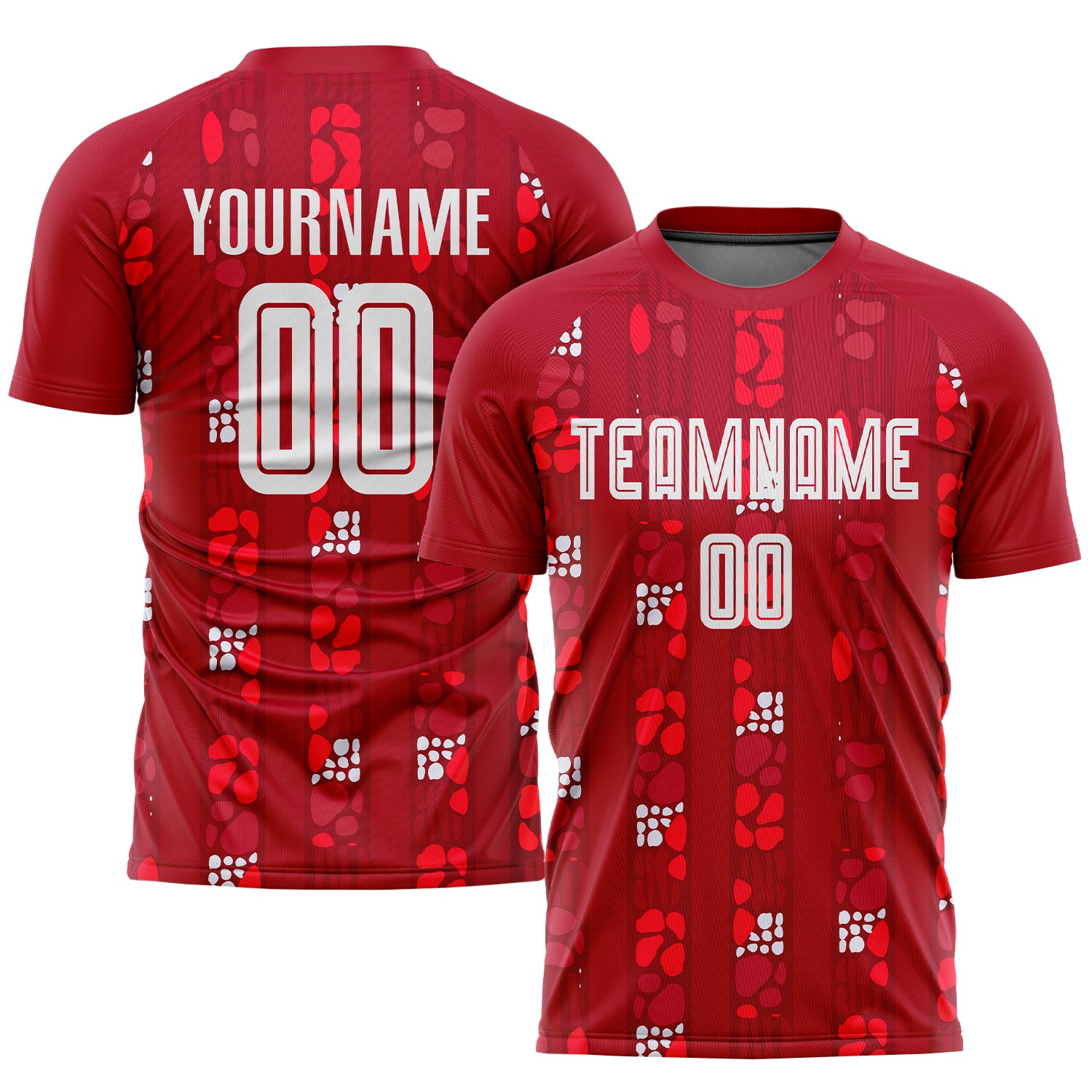 Personalized Red White Home Sublimation Soccer Uniform Jersey Team Custom Name and Number