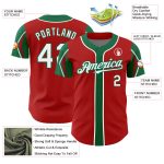Personalized Red White-Kelly Green 3 Colors Arm Shapes Authentic Baseball Jersey Team Custom Name and Number