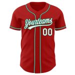 Personalized Red White-Kelly Green Authentic Baseball Jersey