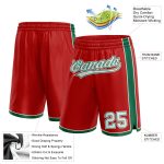 Personalized Red White-Kelly Green Authentic Basketball Shorts Team Custom Name and Number