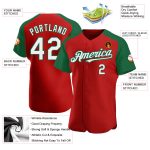 Personalized Red White-Kelly Green Authentic Raglan Sleeves Baseball Jersey Team Custom Name and Number