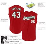 Personalized Red White-Kelly Green Authentic Sleeveless Baseball Jersey Team Custom Name and Number