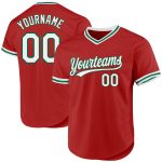 Personalized Red White-Kelly Green Authentic Throwback Baseball Jersey Team Custom Name and Number