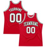 Personalized Red White-Kelly Green Authentic Throwback Basketball Jersey Team Custom Name and Number
