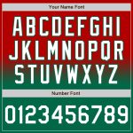 Personalized Red White-Kelly Green Bomber Full-Snap Varsity Letterman Fade Fashion Jacket Team Custom Name and Number