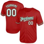Personalized Red White-Kelly Green Mesh Authentic Throwback Baseball Jersey Team Custom Name and Number