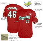 Personalized Red White-Kelly Green Mesh Authentic Throwback Baseball Jersey Team Custom Name and Number