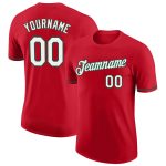 Personalized Red White-Kelly Green Performance T-Shirt Team Custom Name and Number