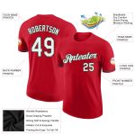 Personalized Red White-Kelly Green Performance T-Shirt Team Custom Name and Number